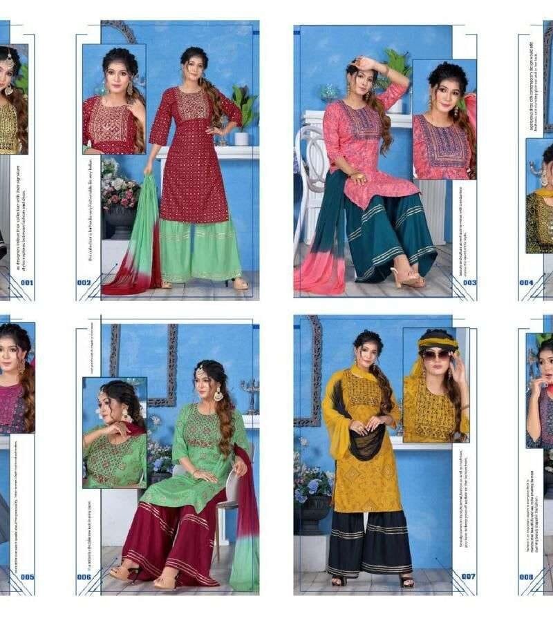 Ghajal Fashion Talk Rayon Work Fancy Kurti Sharara With Dupatta