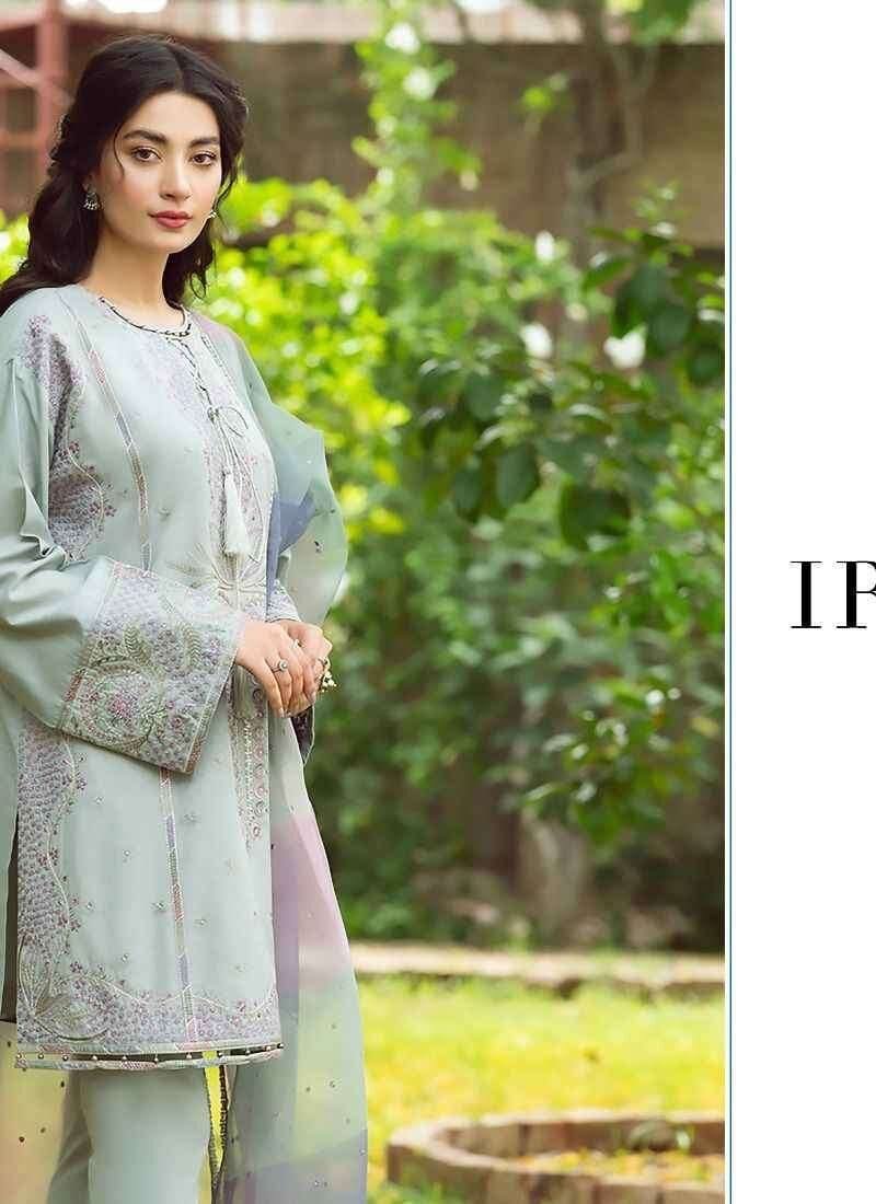 Iris Lawn Ss – 2023 Pure Lawn Cotton with Heavy Self Embroidery Shree Fab