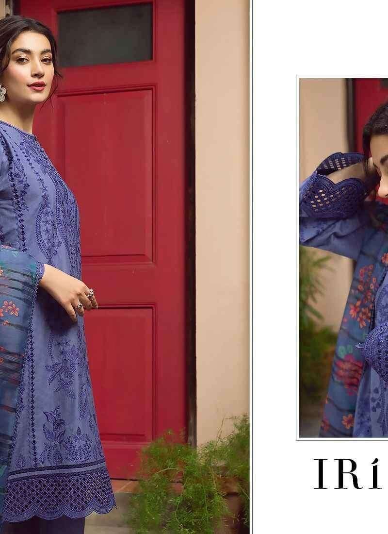 Iris Lawn Ss – 2023 Pure Lawn Cotton with Heavy Self Embroidery Shree Fab