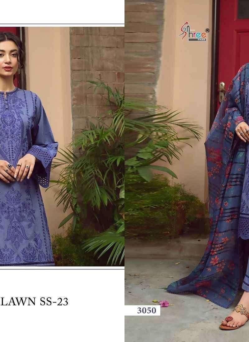 Iris Lawn Ss – 2023 Pure Lawn Cotton with Heavy Self Embroidery Shree Fab