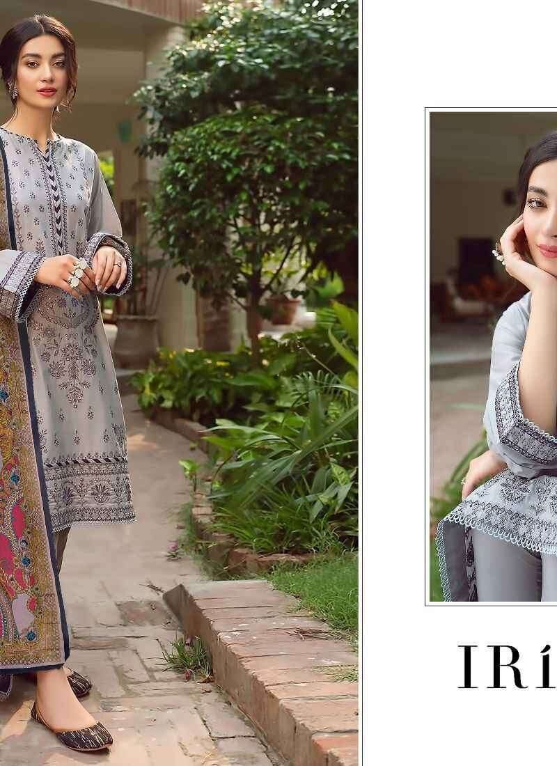 Iris Lawn Ss – 2023 Pure Lawn Cotton with Heavy Self Embroidery Shree Fab