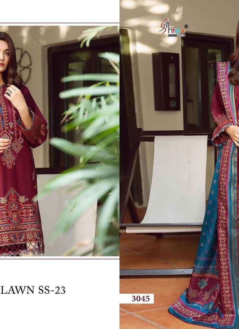 Iris Lawn Ss – 2023 Pure Lawn Cotton with Heavy Self Embroidery Shree Fab