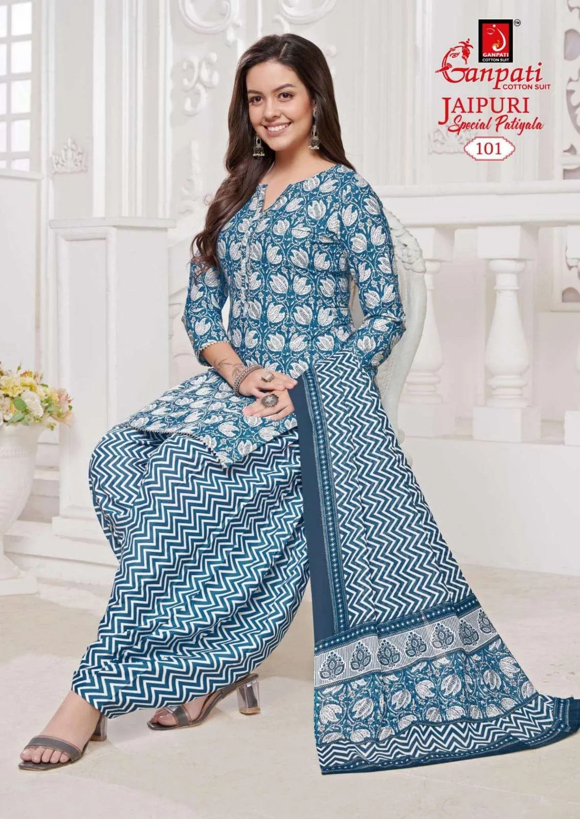 Jaipuri Patiyala Ganpati Summer Special Wholesale Cotton Dress Material