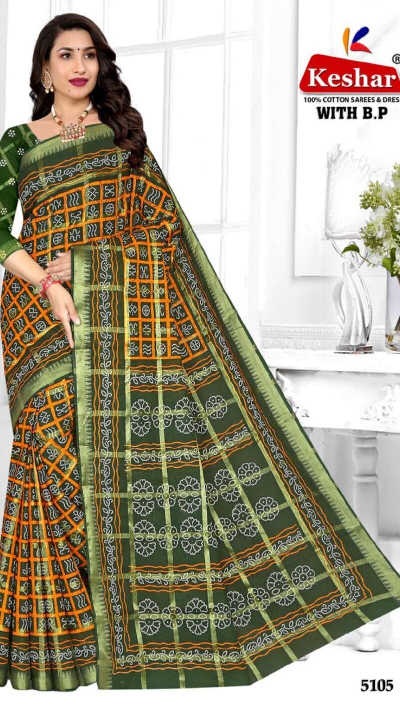Keshar Bandhani Cotton Patola Wholesale Saree
