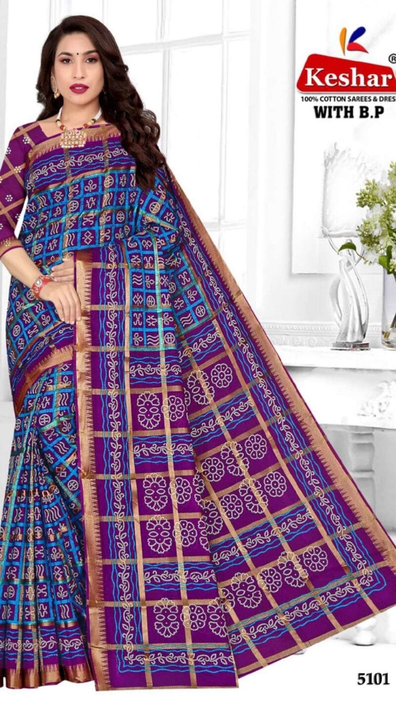 Keshar Bandhani Cotton Patola Wholesale Saree