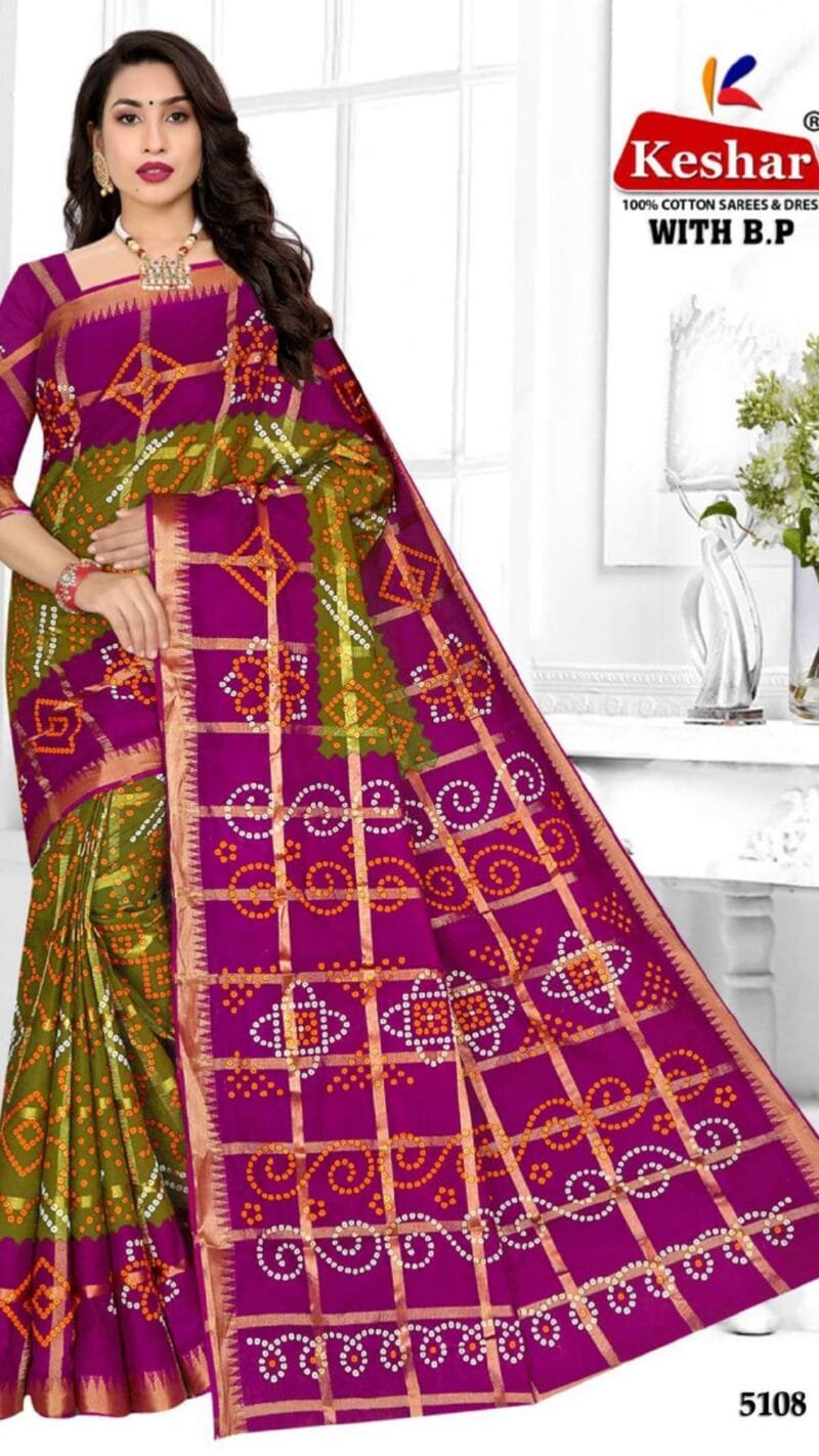 Keshar Bandhani Cotton Patola Wholesale Saree