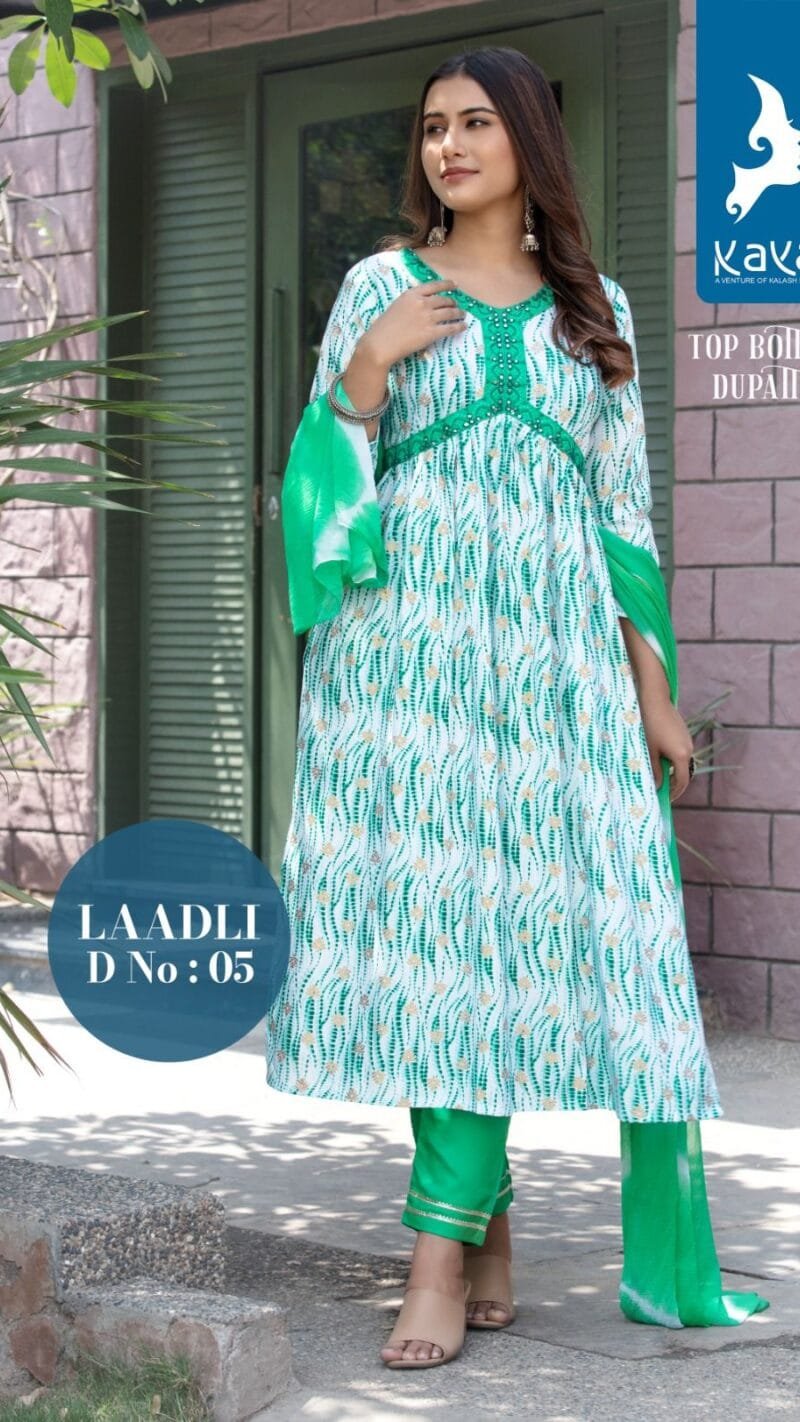 Laadli Rayon Prints 3 Piece Aaliya Cut Kaya Kurti