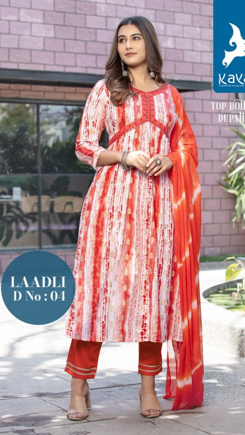 Laadli Rayon Prints 3 Piece Aaliya Cut Kaya Kurti