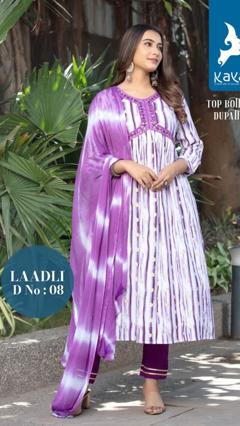 Laadli Rayon Prints 3 Piece Aaliya Cut Kaya Kurti