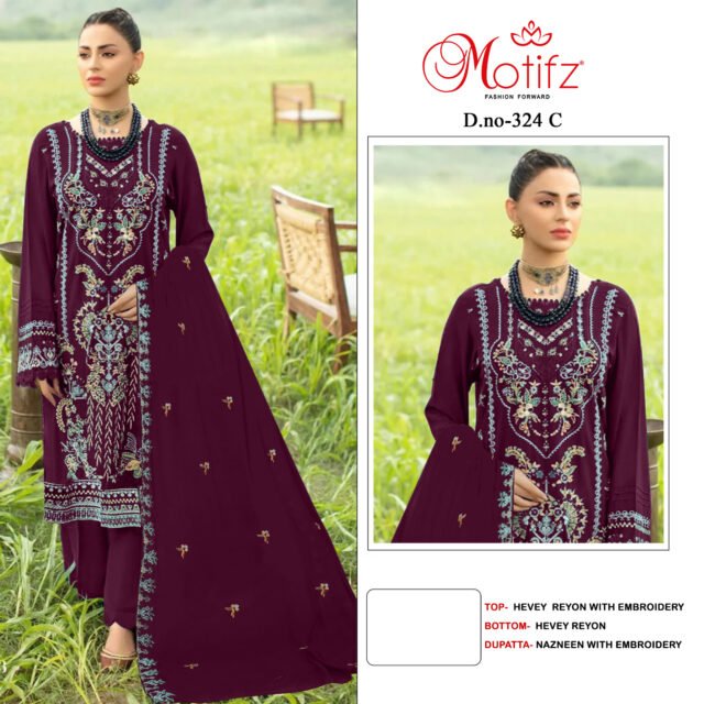 Motifz D No 324 ABCD Heavy Rayon With Embroidery Pakistani Salwar Suits