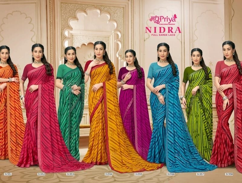 Nidra Full Saree Lace Madhu Priya Wholesale Saree