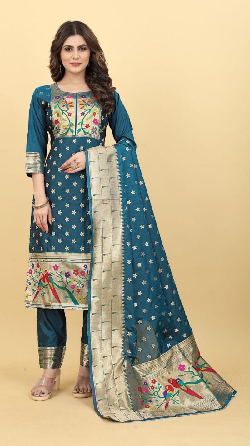 Paithani Silk With Jacquard Work Wholesale Dress Material