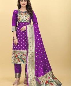 Paithani Silk With Jacquard Work Wholesale Dress Material