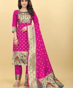 Paithani Silk With Jacquard Work Wholesale Dress Material