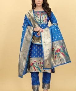 Paithani Silk With Jacquard Work Wholesale Dress Material