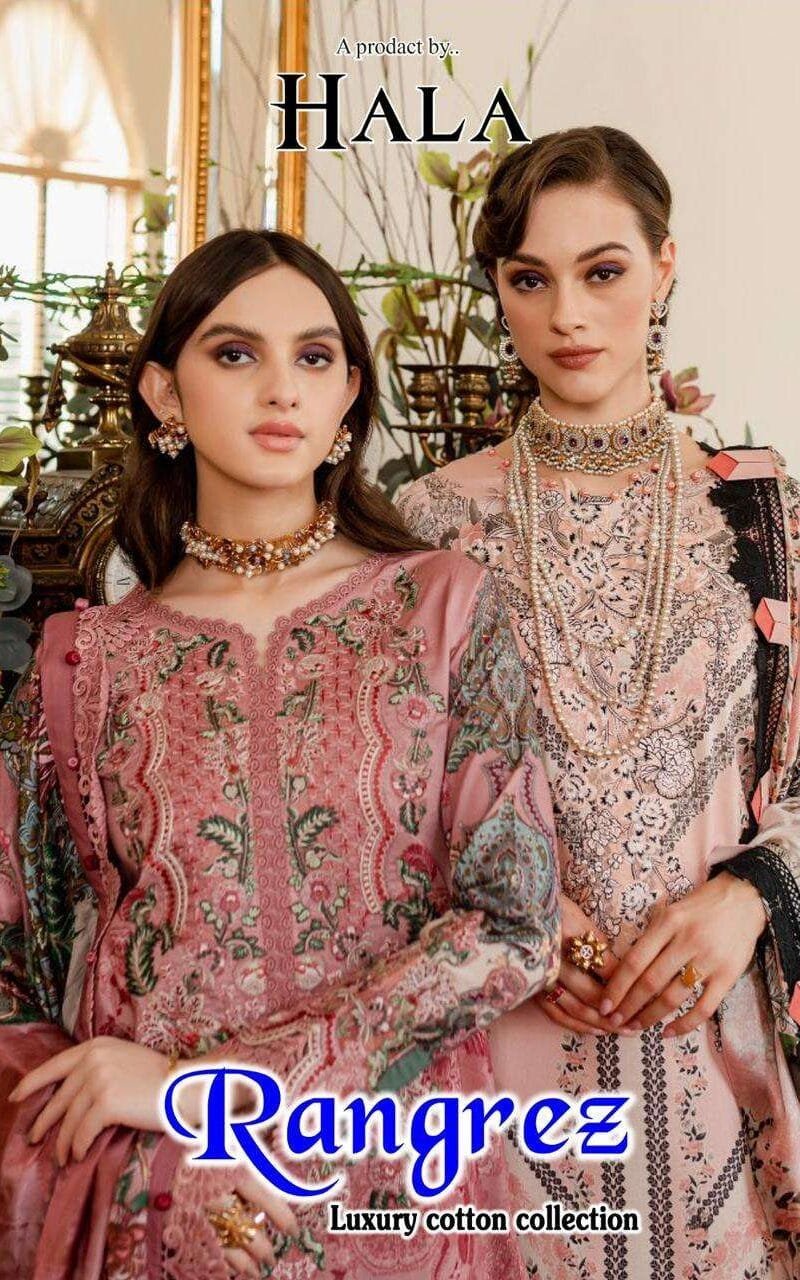 Rangrez Hala Traders Pure Cotton Collection with Heavy Mal Mal Dupatta