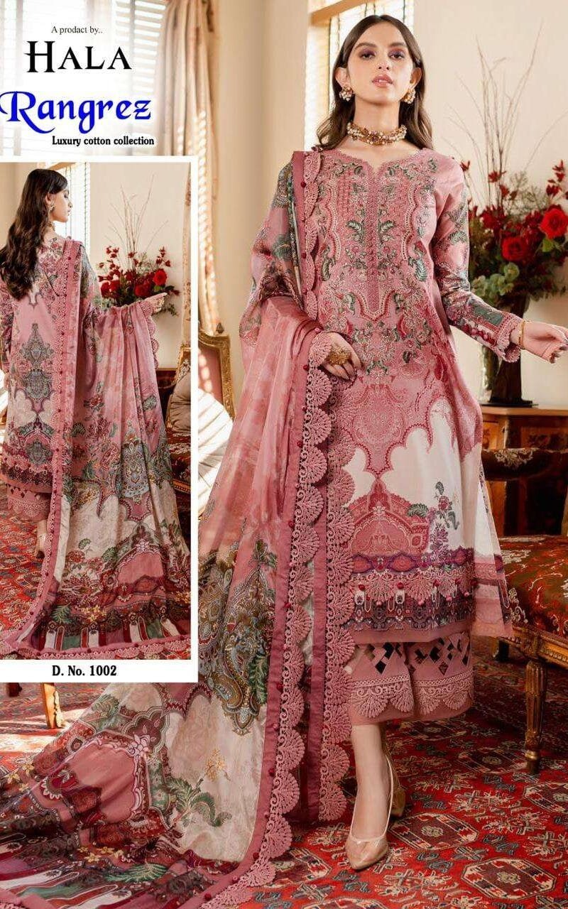 Rangrez Hala Traders Pure Cotton Collection with Heavy Mal Mal Dupatta