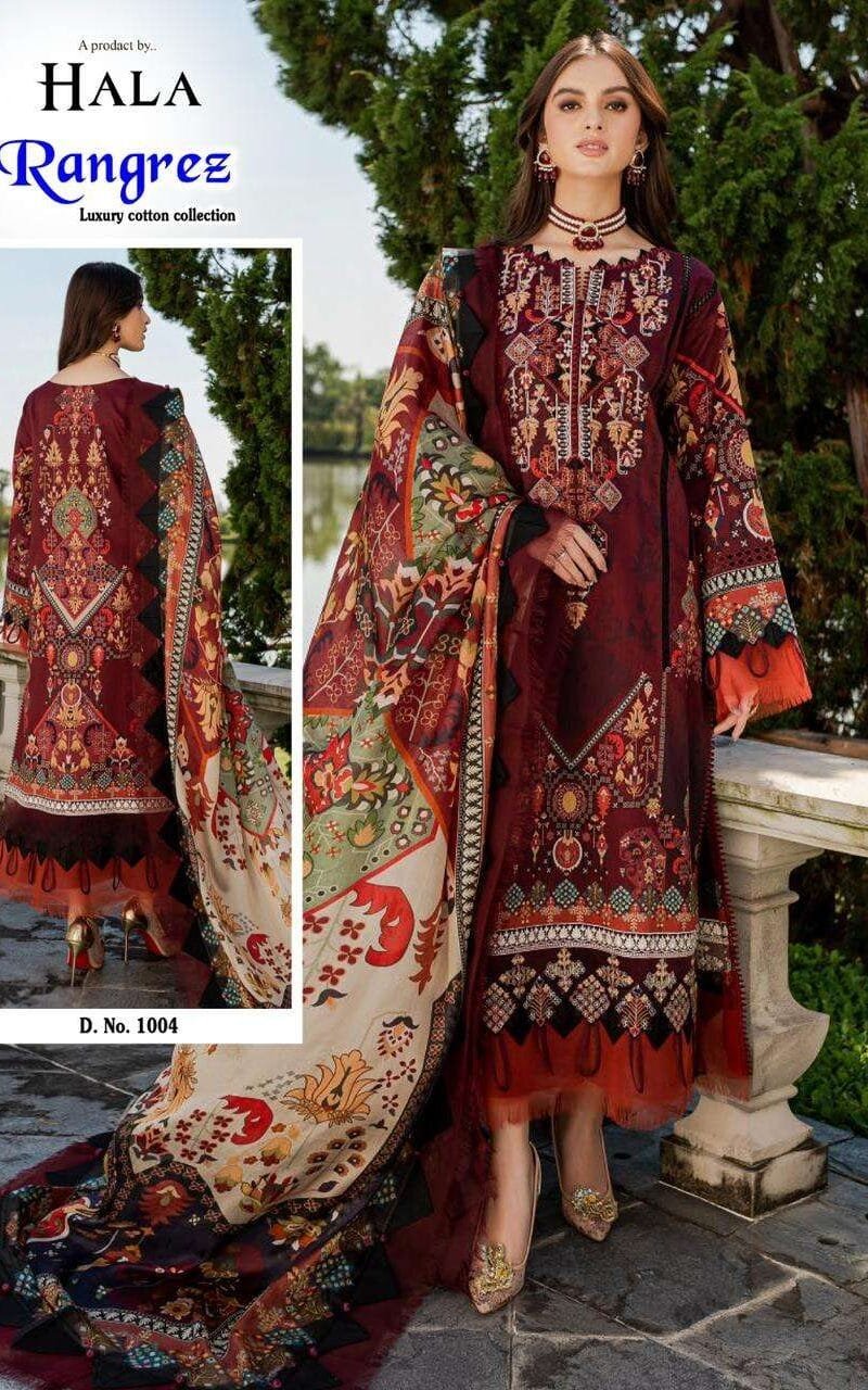 Rangrez Hala Traders Pure Cotton Collection with Heavy Mal Mal Dupatta