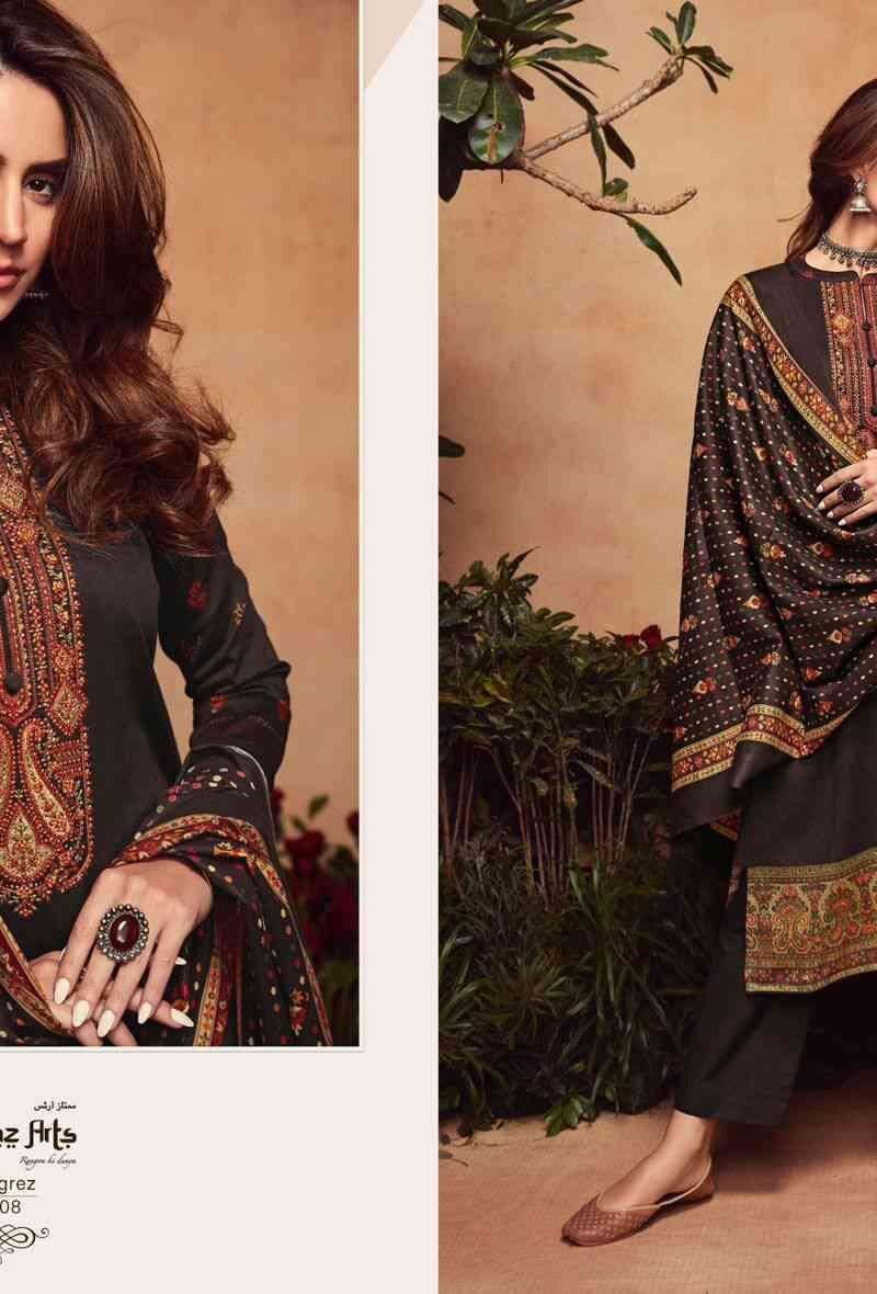 Rangrez Mumtaz Arts Pure Viscose Jam Satin With Heavy Embroidery