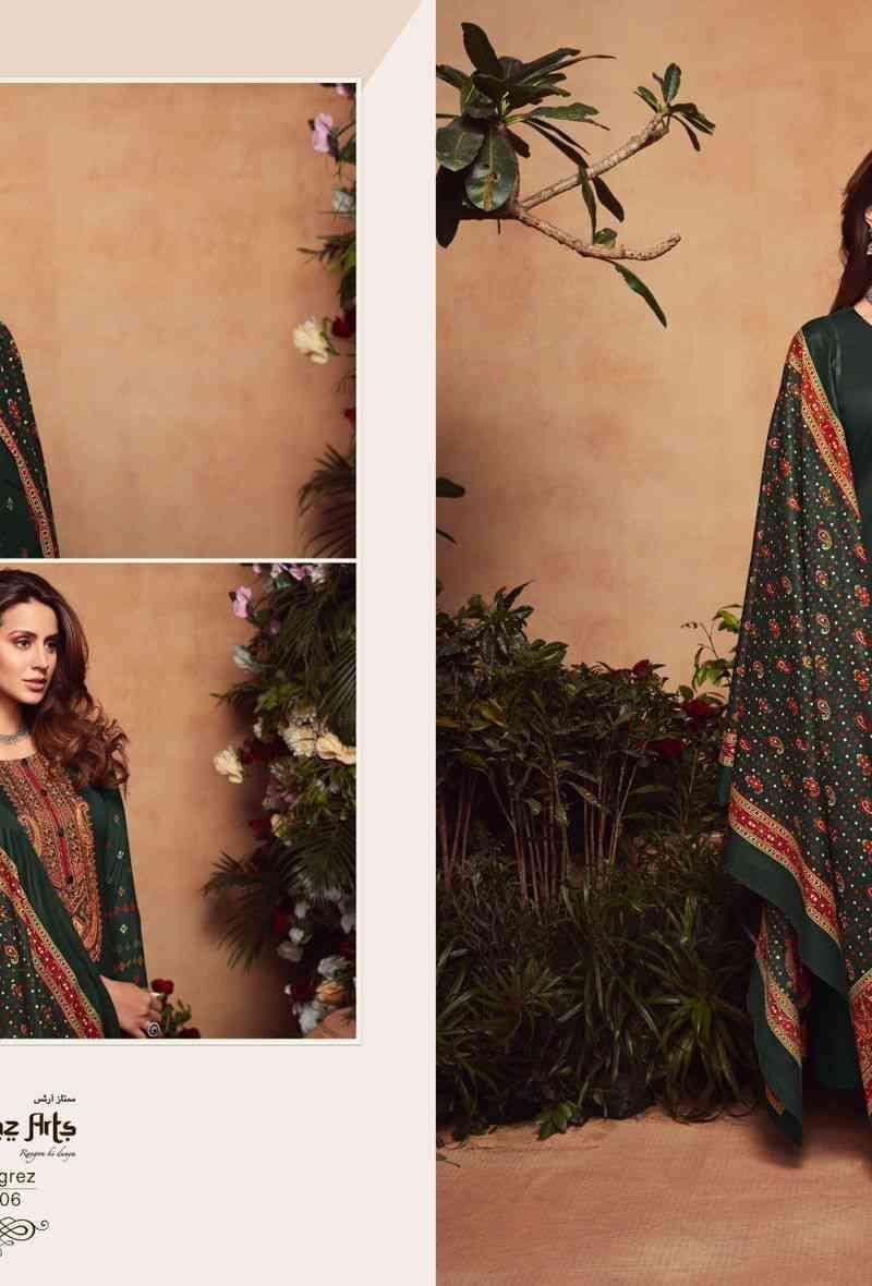 Rangrez Mumtaz Arts Pure Viscose Jam Satin With Heavy Embroidery