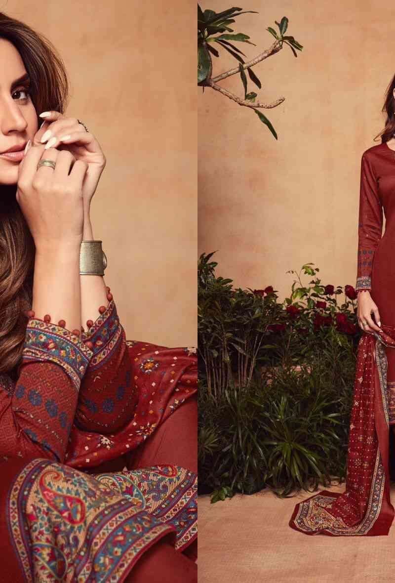 Rangrez Mumtaz Arts Pure Viscose Jam Satin With Heavy Embroidery