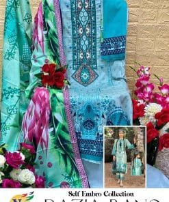 Razia Bano Nand Gopal Full Of Neck Embroidery Heavy Lawn Cotton Printed