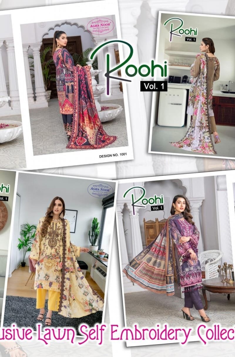 Roohi Pure Lawn Cotton Self Embroidery Collection