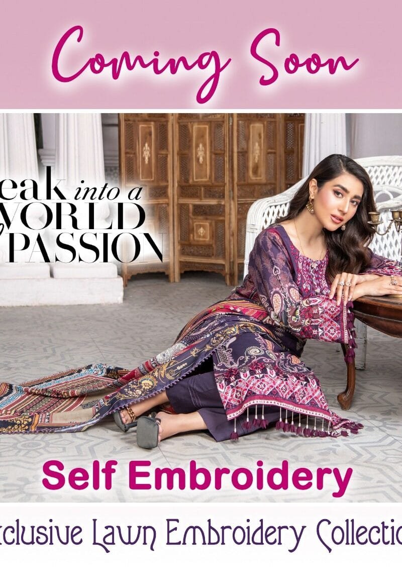 Roohi Pure Lawn Cotton Self Embroidery Collection