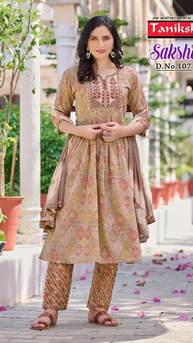 Sakshi With Embroidery Sikvans Work Readymade Catalogue