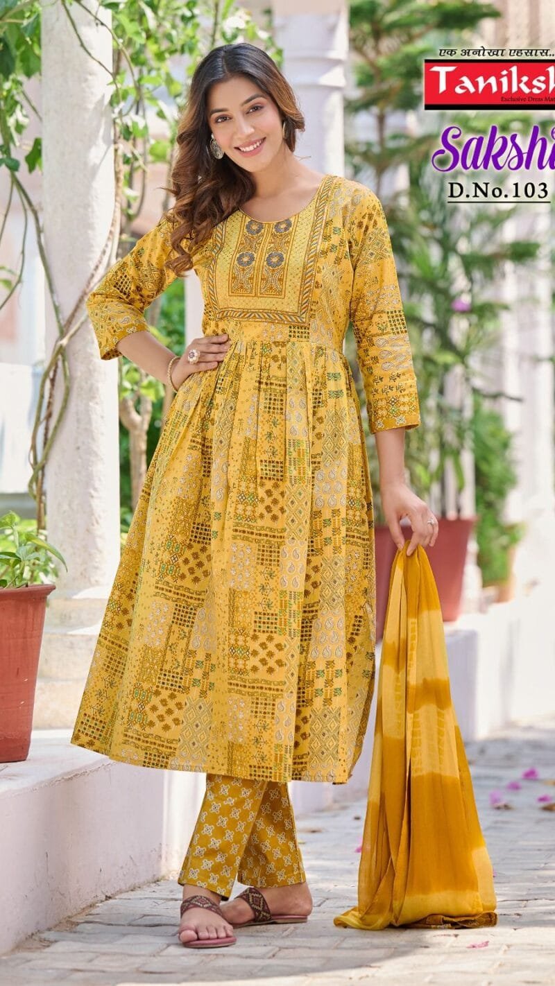 Sakshi With Embroidery Sikvans Work Readymade Catalogue