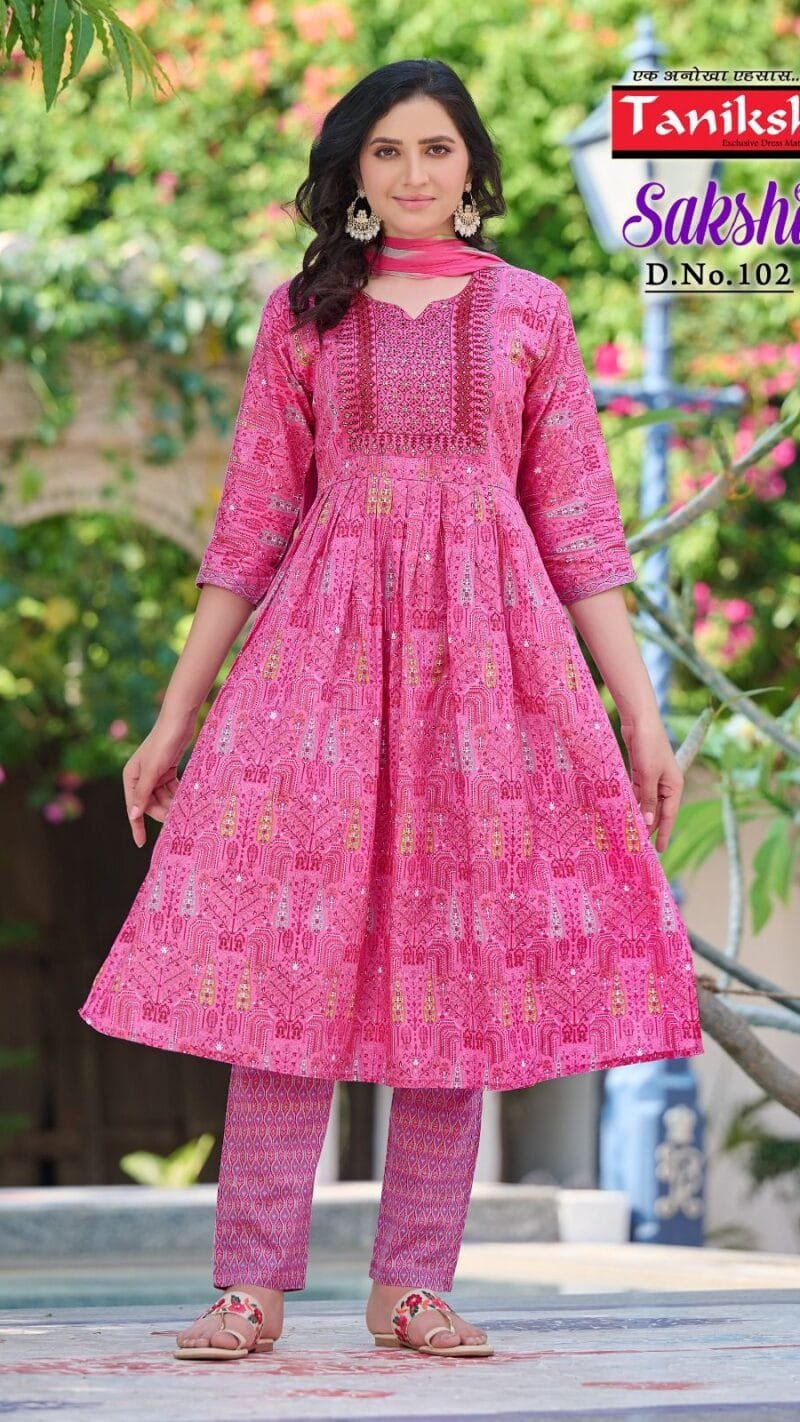 Sakshi With Embroidery Sikvans Work Readymade Catalogue