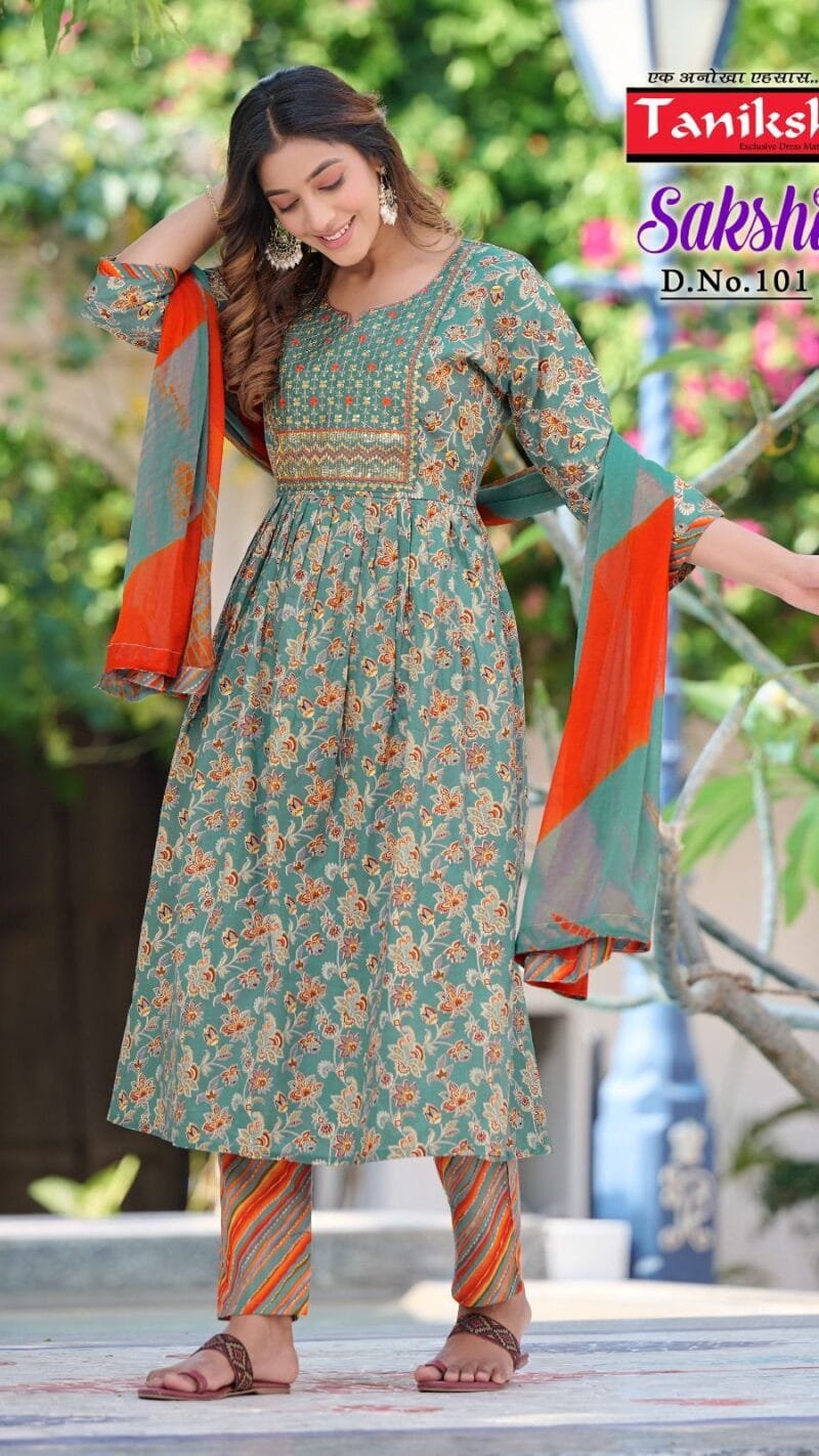 Sakshi With Embroidery Sikvans Work Readymade Catalogue