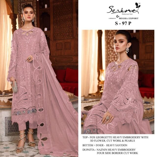 Serine S-97 O To R Fox Georgette Embroidered Pakistani Salwar Suits