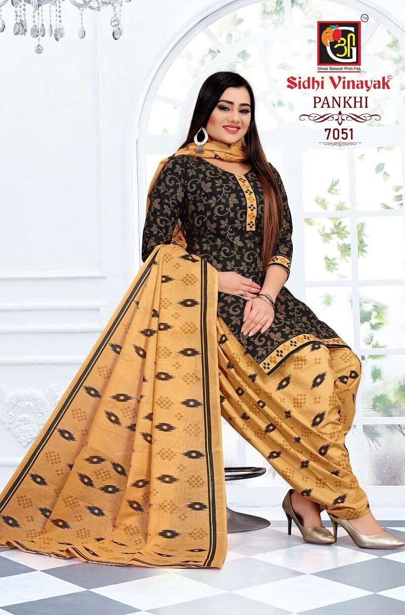 Sidhi Vinayak Pankhi Bandhani Wholesale Cotton Dress Material