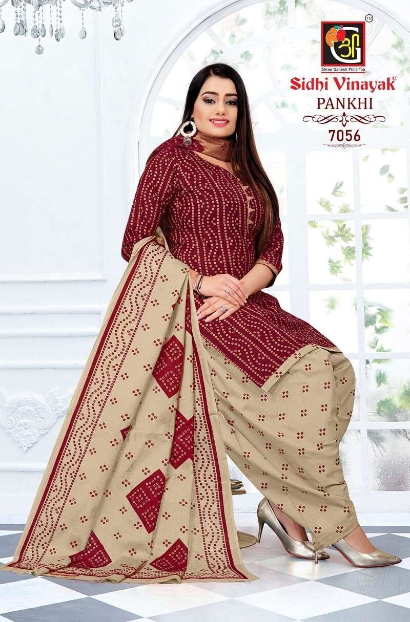 Sidhi Vinayak Pankhi Bandhani Wholesale Cotton Dress Material