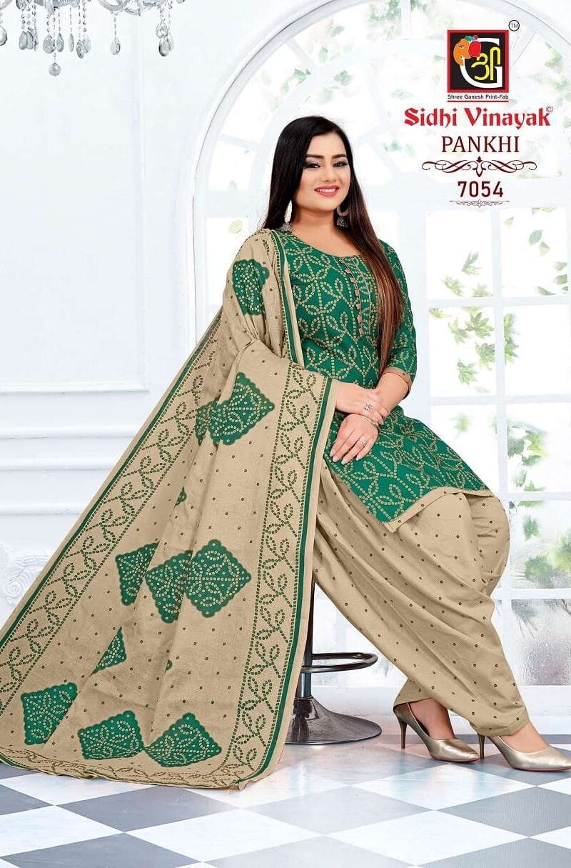 Sidhi Vinayak Pankhi Bandhani Wholesale Cotton Dress Material