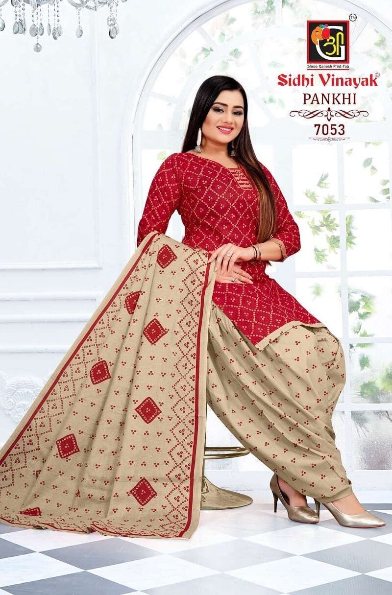 Sidhi Vinayak Pankhi Bandhani Wholesale Cotton Dress Material