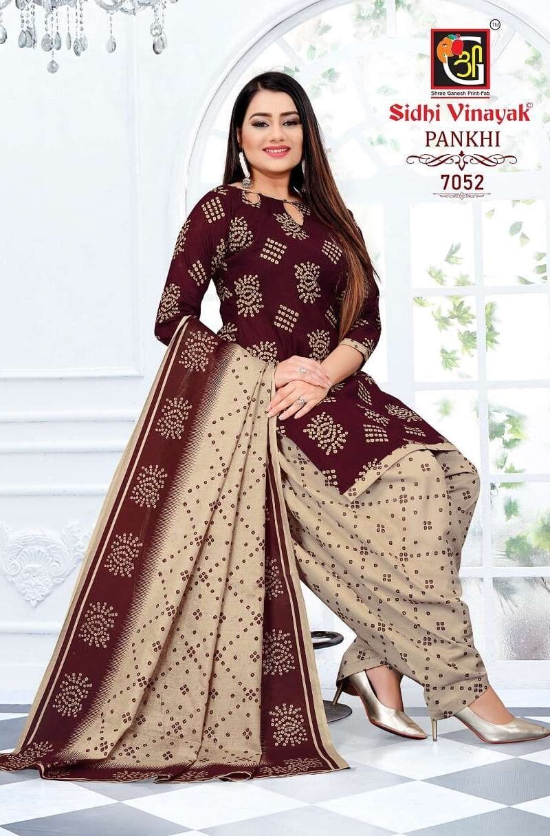 Sidhi Vinayak Pankhi Bandhani Wholesale Cotton Dress Material
