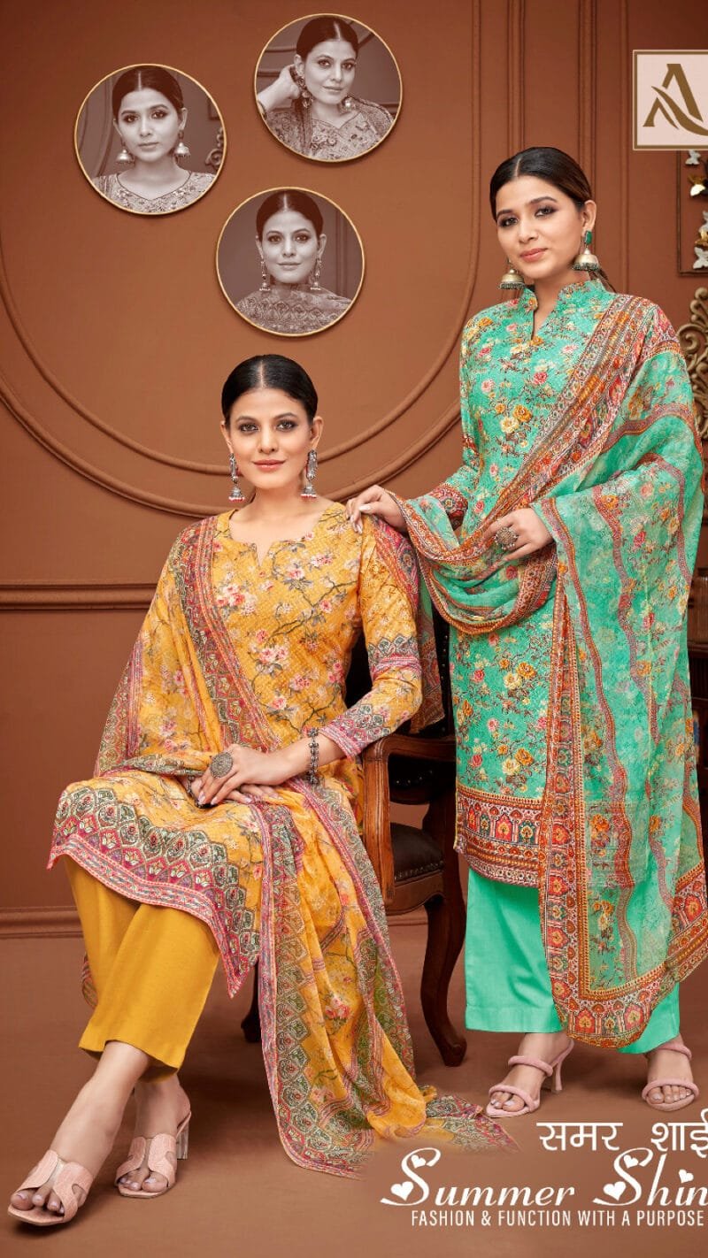 Summer Shine Alok Suit Pure Cotton Self Chicken Embroidery