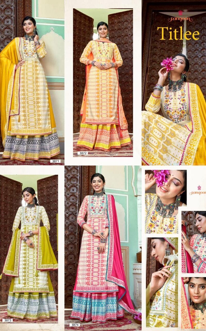 Titlee Rangoon Readymade Rayon Print With Khatli Hand Work