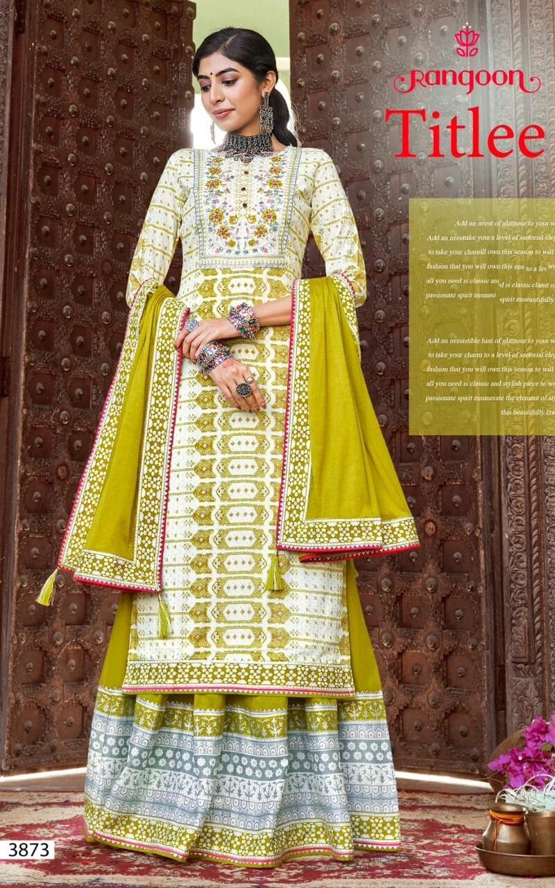 Titlee Rangoon Readymade Rayon Print With Khatli Hand Work