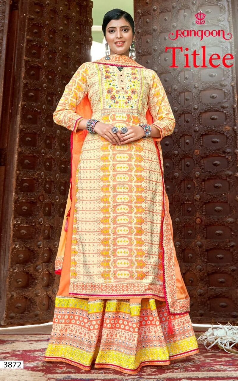 Titlee Rangoon Readymade Rayon Print With Khatli Hand Work