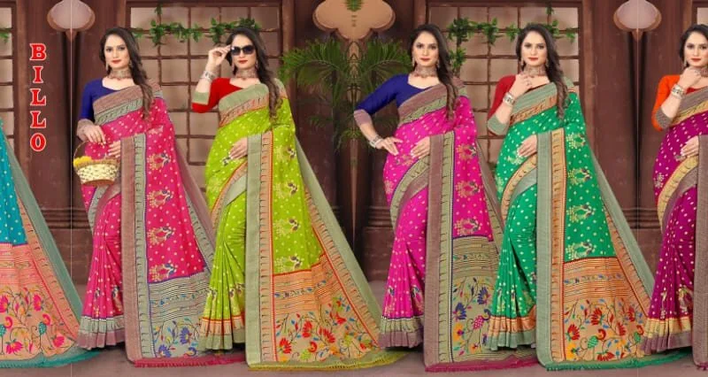 Vikram Billo Pure Vichitra Wholesale Saree