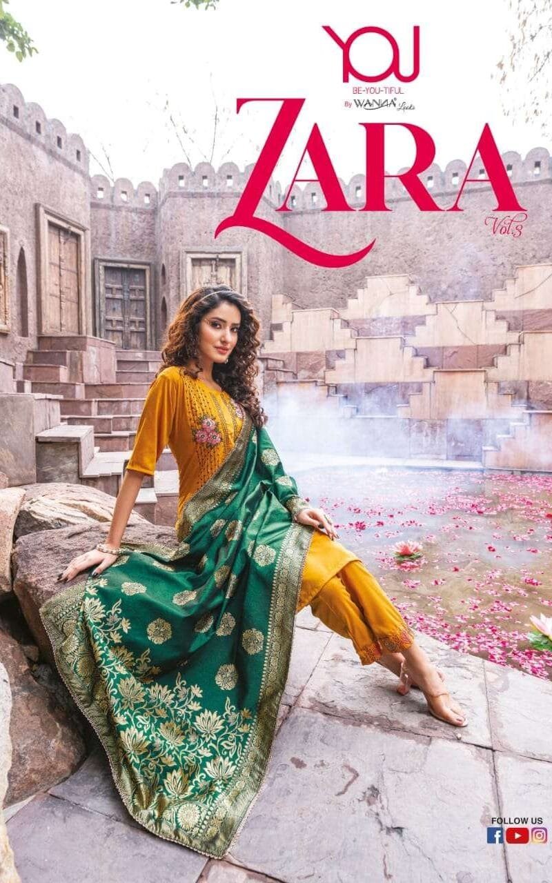Zara Vol 3 Wanna Product New Fancy Hand work Kurti with Banarasi Dupatta