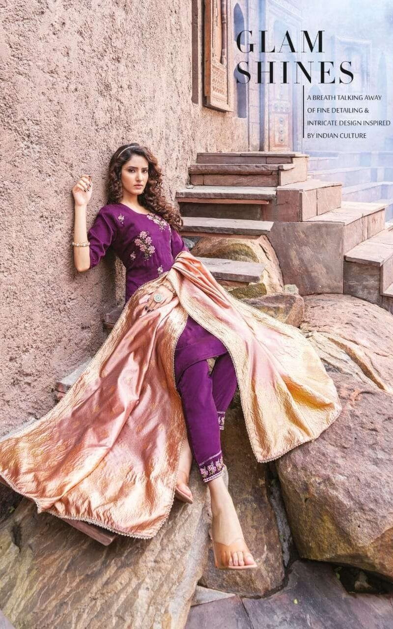 Zara Vol 3 Wanna Product New Fancy Hand work Kurti with Banarasi Dupatta