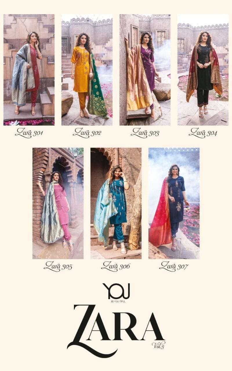 Zara Vol 3 Wanna Product New Fancy Hand work Kurti with Banarasi Dupatta