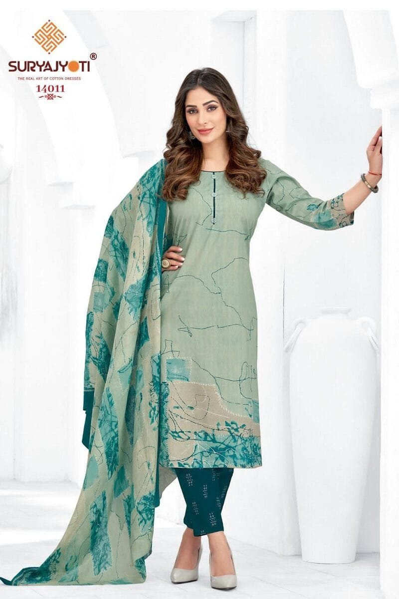 Zion Cotton Vol 14 Suryajyoti Wholesale Cotton Dress Material