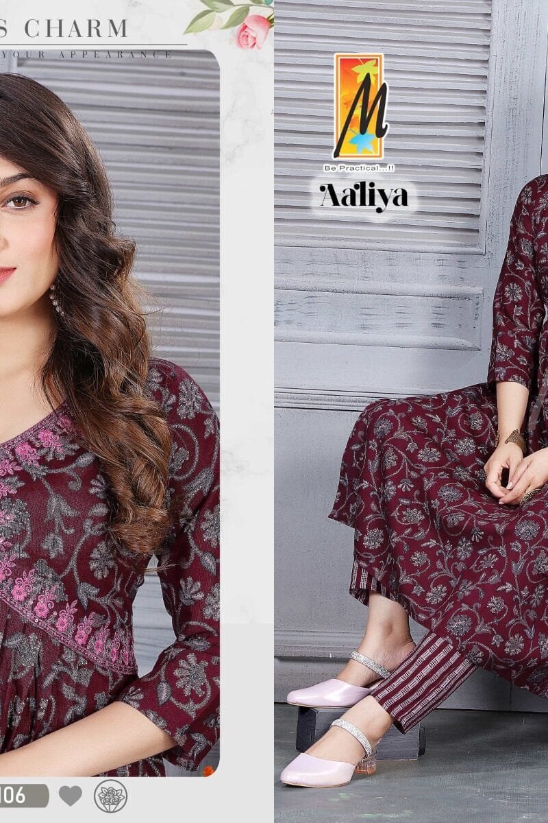 Aaliya Capsule Foil Print Aaliya Cut Work Readymade Collection