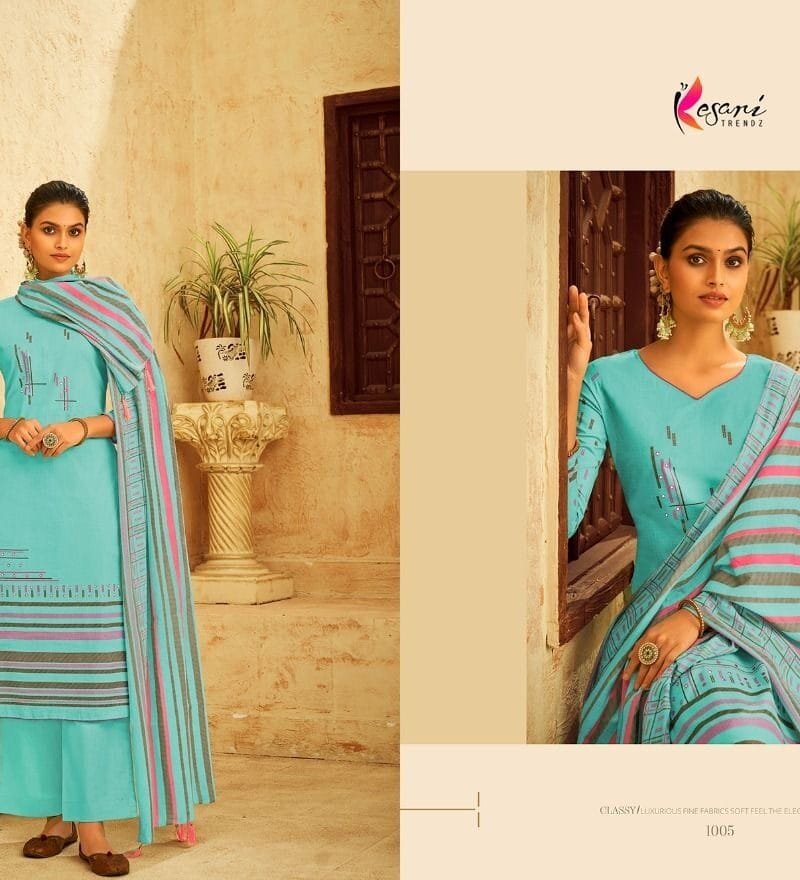 Alisa Kesari Trendz Print Lawn Cottan With Abla Work