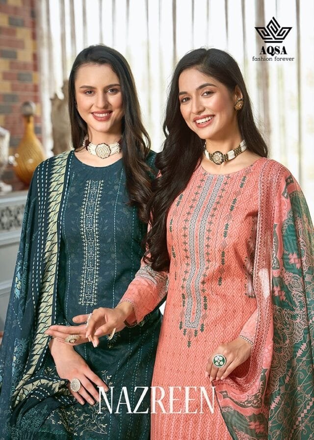 Aqsa Nazreen Cambric Embroidery Cotton Printed Suits